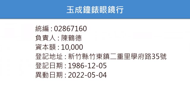玉成鐘錶眼鏡行